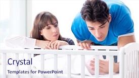  Presentation with crying baby - PPT layouts featuring young family frustrated at baby background and a  colored foreground