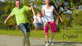  Presentation with walk - Beautiful theme featuring young family having a walk backdrop and a gold colored foreground