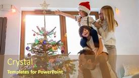  Presentation with family tree - Beautiful theme featuring young-family-having-fun-decorating backdrop and a coral colored foreground