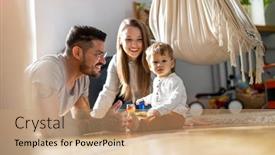  Presentation with fun - Slide set having young-family-having-fun-together background and a coral colored foreground