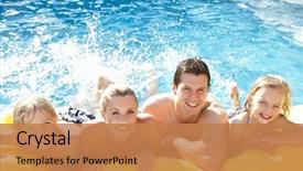  Presentation with pool restaurant family - PPT layouts consisting of near the forest at sunset background and a tawny brown colored foreground.