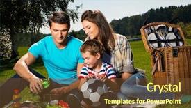  Presentation with picnic - Theme with young family having picnic outdoors background and a tawny brown colored foreground