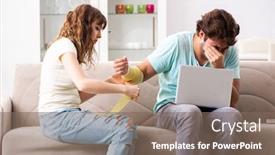  Presentation with injury - PPT theme with young family helping each other after injury background and a violet colored foreground