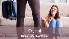  Presentation with relationship - Presentation design with young-family-in-broken-relationship background and a violet colored foreground