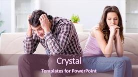  Presentation with relationship - Amazing PPT layouts having young family in broken relationship backdrop and a violet colored foreground