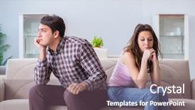  Presentation with relationship - Presentation design having young family in broken relationship background and a gray colored foreground