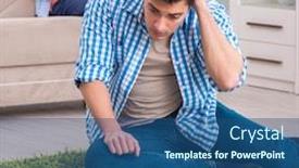  Presentation with planning family - Presentation having young-family-in-budget-planning background and a ocean colored foreground