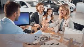  Presentation with car buying - PPT theme consisting of young-family-in-car-sales background and a coral colored foreground