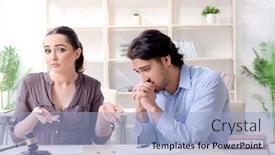  Presentation with divorce - Presentation theme featuring young family in marriage divorce concept background and a light blue colored foreground