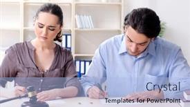  Presentation with divorce - Beautiful presentation design featuring young family in marriage divorce concept backdrop and a light blue colored foreground