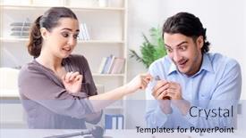  Presentation with divorce - Colorful presentation design enhanced with young-family-in-marriage-divorce backdrop and a light blue colored foreground