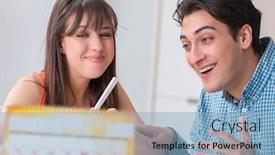  Presentation with family planning - Slide set with young-family-in-pregnancy-planning background and a light blue colored foreground