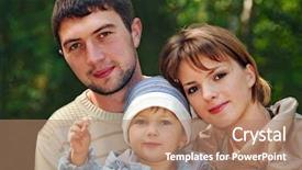  Presentation with far away - Theme enhanced with young family in the park looking far away background and a coral colored foreground