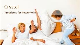  Presentation with bed - PPT theme enhanced with young family is in bed background and a  colored foreground