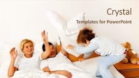  Presentation with family genealogy - Colorful slide set enhanced with young family is in bed backdrop and a  colored foreground