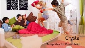  Presentation with fight - Audience pleasing PPT layouts consisting of young family is making backdrop and a coral colored foreground