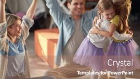  Presentation with family - Amazing PPT layouts having young-family-is-so-happy backdrop and a coral colored foreground