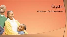  Presentation with blue and yellow abstract - Slide deck with young family laughing against abstract background and a coral colored foreground