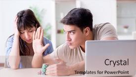  Presentation with money online - Beautiful presentation theme featuring young family losing money backdrop and a coral colored foreground