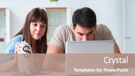  Presentation with money online - Audience pleasing presentation design consisting of young family losing money backdrop and a coral colored foreground