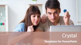  Presentation with money online - Beautiful PPT theme featuring young family losing money backdrop and a  colored foreground