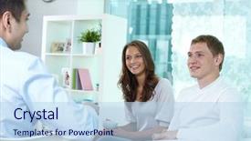  Presentation with life plan - PPT theme consisting of young family meeting background and a light blue colored foreground