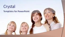  Presentation with four directions templat - Theme enhanced with young family of four looking background and a sky blue colored foreground