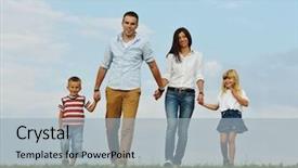  Presentation with green life - Slide set with young-family-on-green-summer background and a light gray colored foreground