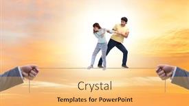  Presentation with rope - Slide set consisting of young-family-on-tight-rope background and a yellow colored foreground