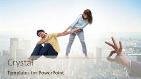  Presentation with rope - PPT layouts with young-family-on-tight-rope and a lemonade colored foreground