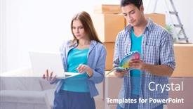  Presentation with family planning - PPT layouts having young family planning home diy renovation with drawing background and a ocean colored foreground