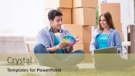  Presentation with planning family - Amazing presentation theme having young family planning home diy renovation with drawing backdrop and a mint green colored foreground