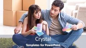  Presentation with planning family - Presentation theme enhanced with young-family-planning-home-refurbishing background and a ocean colored foreground