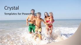  Presentation with play - Presentation theme having close up of an old headlight and chrome grill of a red pick up truck background and a red colored foreground