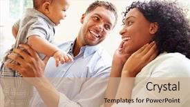  Presentation with happy baby - PPT layouts enhanced with young family playing with happy background and a coral colored foreground