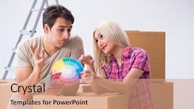  Presentation with eco friendly home renovation - Cool new theme with young family preparing for home backdrop and a  colored foreground