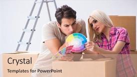  Presentation with home renovation - Presentation theme having young family preparing for home background and a lemonade colored foreground