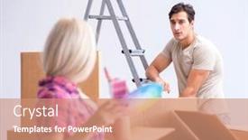  Presentation with home renovation - PPT layouts enhanced with young-family-preparing-for-home background and a coral colored foreground