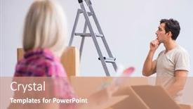  Presentation with home renovation - Colorful slide deck enhanced with young-family-preparing-for-home backdrop and a coral colored foreground