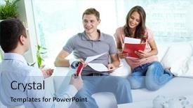  Presentation with family reading - Colorful theme enhanced with pork steak french fries backdrop and a gray colored foreground