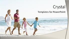  Presentation with beach sands - Amazing slide deck having young family running along sandy backdrop and a cool aqua colored foreground