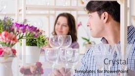  Presentation with family shopping - Theme enhanced with young-family-shopping-in-shop background and a light blue colored foreground