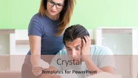  Presentation with personal - PPT theme with young-family-struggling-with-personal background and a coral colored foreground