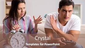  Presentation with computer games - Colorful slides enhanced with young-family-suffering-from-computer backdrop and a tawny brown colored foreground