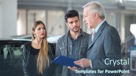  Presentation with family talking - Colorful slide set enhanced with young-family-talking backdrop and a ocean colored foreground
