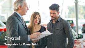  Presentation with family talking - PPT theme having young-family-talking background and a dark gray colored foreground