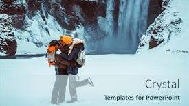  Presentation with fairy tale - Audience pleasing PPT theme consisting of young-family-travelers-with-pleasure backdrop and a sky blue colored foreground