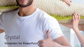  Presentation with house - Audience pleasing PPT layouts consisting of young-family-unpacking-at-new backdrop and a light blue colored foreground