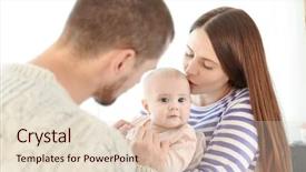  Presentation with baby doctor and family - Colorful PPT theme enhanced with young family with adorable baby backdrop and a  colored foreground