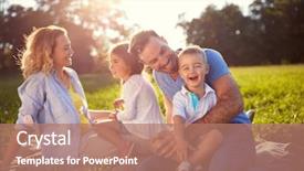  Presentation with family children - Beautiful PPT theme featuring young family with children having backdrop and a coral colored foreground